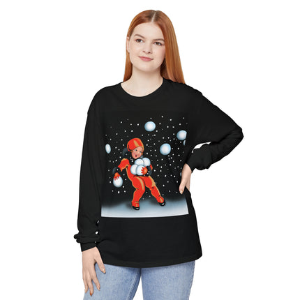 Festive Snowball Unisex Garment-dyed Long Sleeve T-Shirt