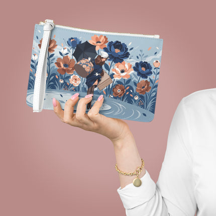 ☂️🌺 The Lady Of The Traveling Garden Clutch Bag – Art Deco Floral Adventure