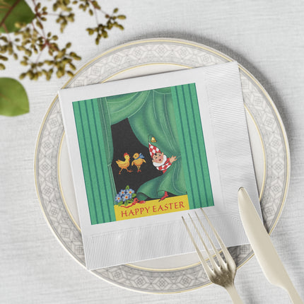 Easter Elf's Whimsy White Coined Napkins