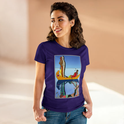 Le long du Missouri (Indian couple in a canoe on the Missouri River) by George Barbier Women's Midweight Cotton Tee