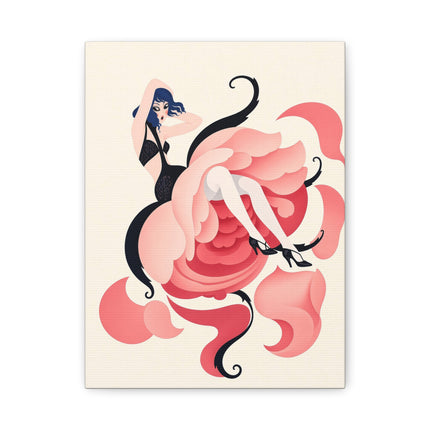 🌹🖤 The Lady Of The Blushing Rose Matte Canvas – Art Deco Fashion Illustration