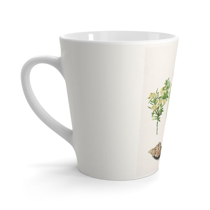 Tulip, Branches of Myrtle, and Shells by Maria Sibylla Merian Latte Mug