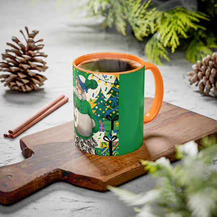 🍀🎄 The Emerald Holly Christmas Colorful Mug – Art Deco Holiday Elegance