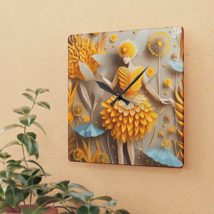 Dandelion Fairy Acrylic Wall Clock, Round and Square