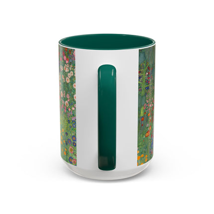 Farm Garden with Sunflowers by Gustav Klimt Colorful Mugs (11oz, 15oz)