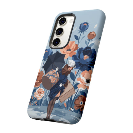 ☂️🌺 The Lady Of The Traveling Garden Phone Case – Art Deco Floral Adventure