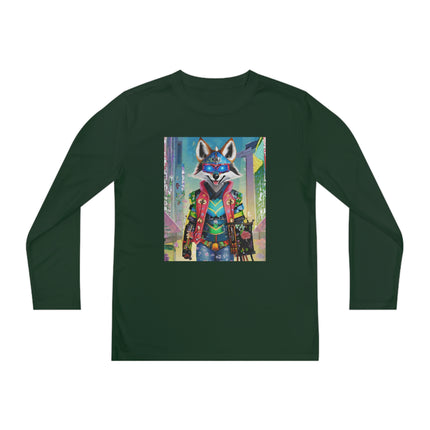 Cyber Hyena Youth Long Sleeve Competitor Tee – Neon Mischief & Futuristic Style