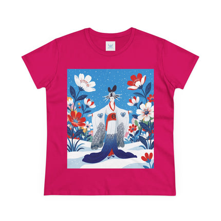 🌸❄️ The Winter Blossom Kimono Cotton Tee – Japanese-Inspired Floral Elegance