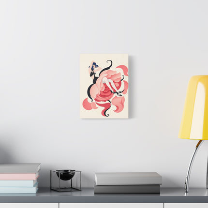 🌹🖤 The Lady Of The Blushing Rose Matte Canvas – Art Deco Fashion Illustration