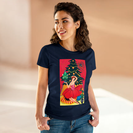 Art Deco Christmas Enchantment Women's Midweight Cotton Tee