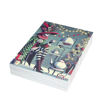 Whimsical Christmas Tea Party Postcard Bundles (envelopes included)