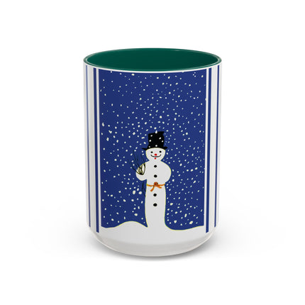 Snowman in Falling Snow Colorful Mugs (11oz, 15oz)