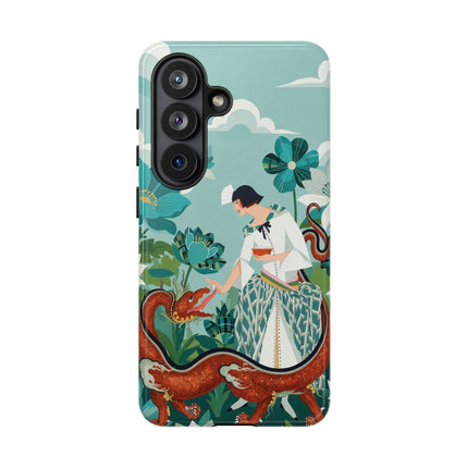 🐉🌿 The Dragon Keeper Phone Case – Art Deco Floral Fantasy