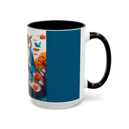 Owl at an Autumn Park Colorful Mugs (11oz, 15oz)
