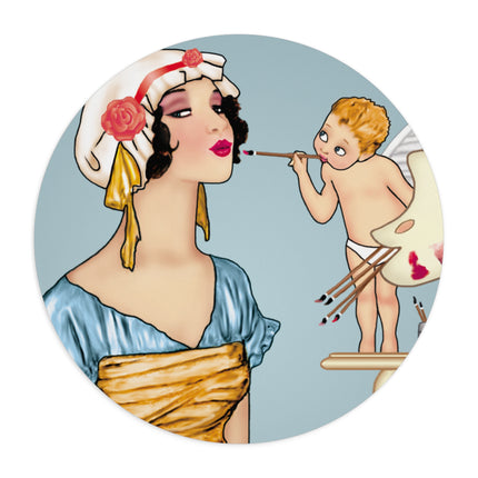 The Enchanting Painter: A Fairy's Artistic Touch Mouse Pad, Round and Rectangle