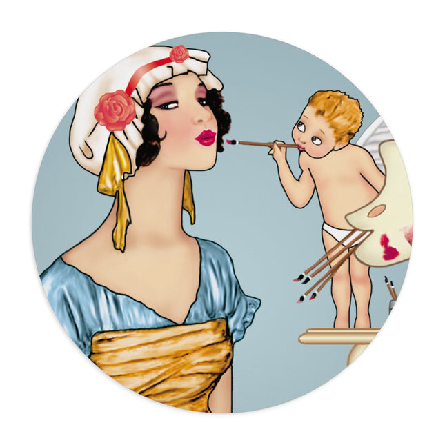 The Enchanting Painter: A Fairy's Artistic Touch Mouse Pad, Round and Rectangle