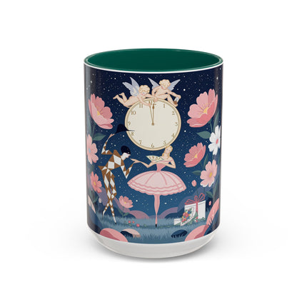 🕛🌸 Midnight Waltz Before Christmas Colorful Mug – Art Deco Holiday Fantasy