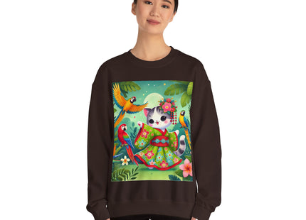 Parrot Dance of the Geisha Kitten Heavy Blend™ Crewneck Sweatshirt