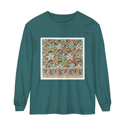 Art Nouveau Geranium Flower Garment-dyed Long Sleeve T-Shirt