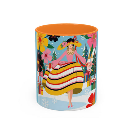🌼🎄 The Christmas Blossom Belle Colorful Mug – Colorful Art Deco Holiday Fantasy