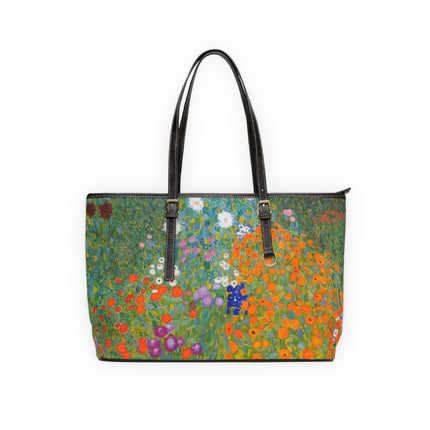 Cottage Garden by Gustav Klimt PU Leather Shoulder Bag