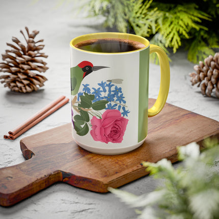 Woodpecker & Rose Colorful Mugs – Vibrant Spring & Bold Beauty