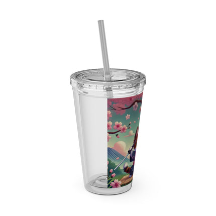 Samurai Kitten Sunsplash Tumbler with Straw, 16oz