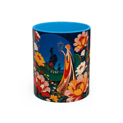 🌺🐦 The Enchanted Birdcage Garden Colorful Mug – Art Deco Floral Fantasy