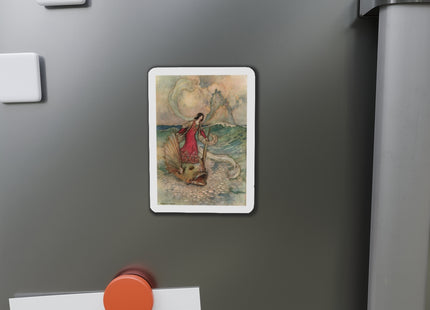 Rita Rides on the Dolphin by Warwick Goble Die-Cut Magnets (5 Sizes)