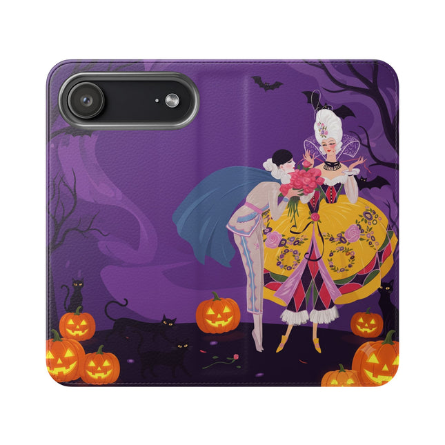 🎭🌹 The Harlequin Rose Masquerade Flip Case – Theatrical Halloween Romance