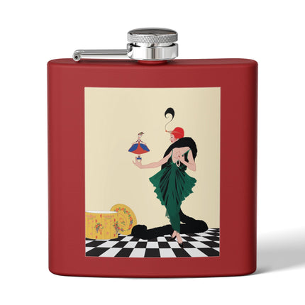 The Marionette Stainless Steel Flask – Theatrical Glamour & Cabaret Elegance