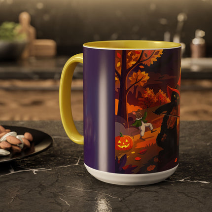 🐈‍⬛🎻 The Black Cat's Moonlit Melody Colorful Mug – Whimsical Halloween Music