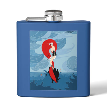 Siren of the Waves Stainless Steel Flask – Dramatic Sea Power & Bold Elegance