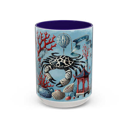 Spotted Crab & Pagoda Colorful Mug – Mystical Ocean & Asian Harmony