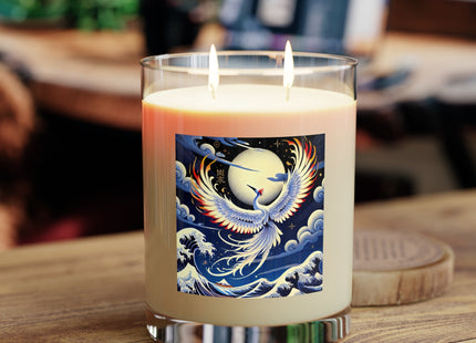 Majestic White Crane Scented Candle - Full Glass, 11oz