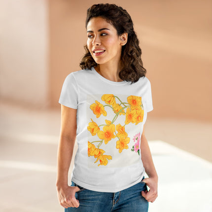 Golden Bow Orchid Women's Midweight Cotton Tee
