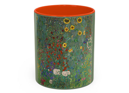 Farm Garden with Sunflowers by Gustav Klimt Colorful Mugs (11oz, 15oz)
