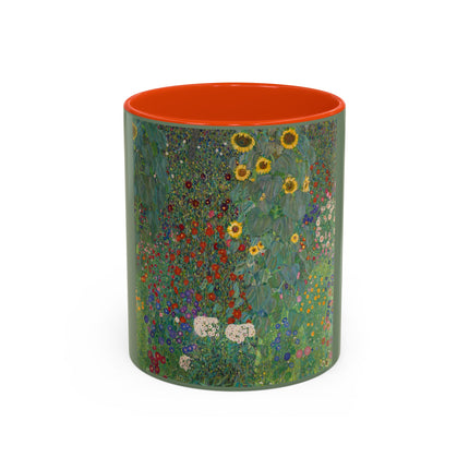 Farm Garden with Sunflowers by Gustav Klimt Colorful Mugs (11oz, 15oz)