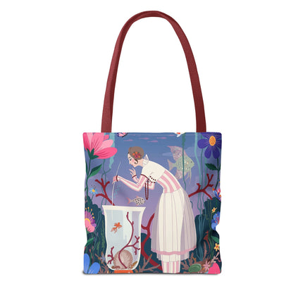 🐠🌸 The Lady Of The Enchanted Aquarium Tote Bag – Art Deco Garden Fantasy
