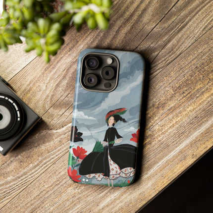 🌧️🌺 The Stormy Flower Walk Phone Case – Art Deco Floral Fashion