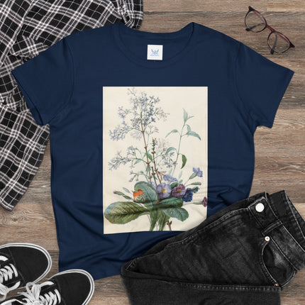 A Bouquet of Flowers with Insects by Pierre Joseph Redouté Women's Midweight Cotton Tee