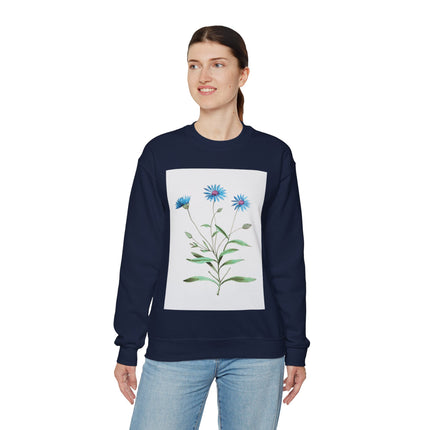 Blue Strawflower by Anselmus Boëtius de Boodt Heavy Blend™ Crewneck Sweatshirt