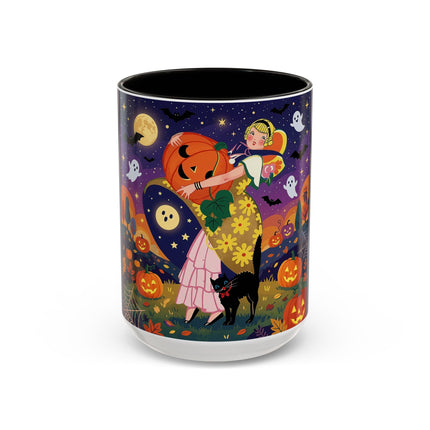 🎃🐈‍⬛ The Pumpkin Moon Embrace Colorful Mug – Whimsical Halloween Charm