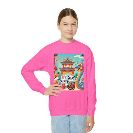 Lantern Street Dragon Parade Youth Crewneck Sweatshirt – Festive Energy, Culture & Playful Adventure