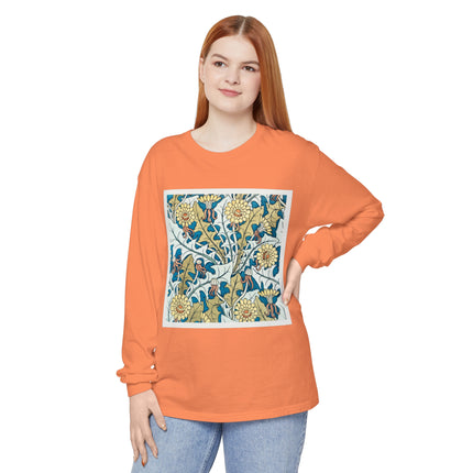 Art Nouveau Dandelion Flower Garment-dyed Long Sleeve T-Shirt