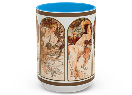 The Seasons by Alphonse Maria Mucha Colorful Mugs (11oz, 15oz)