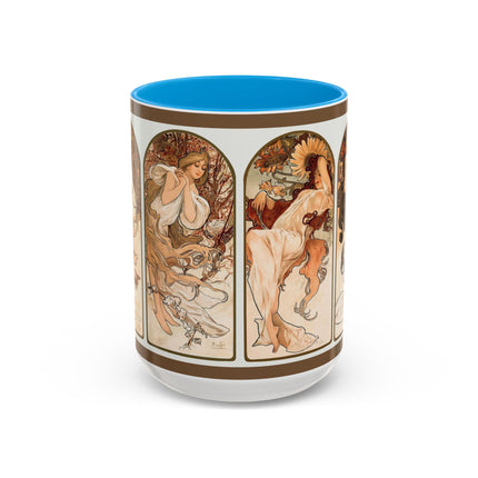 The Seasons by Alphonse Maria Mucha Colorful Mugs (11oz, 15oz)