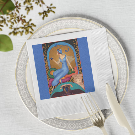 September & Sapphire Zodiac White Coined Napkins