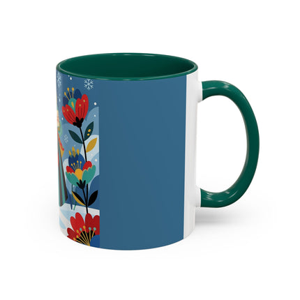 ❤️❄️ The Winter Heart Messenger Colorful Mug – Art Deco Snow Garden Fantasy