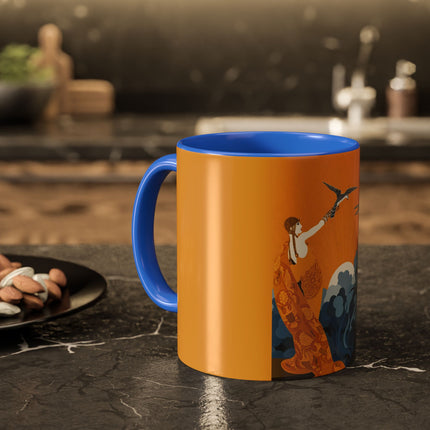 Falcon Mistress Colorful Mugs – Art Deco Majesty & Mythic Freedom